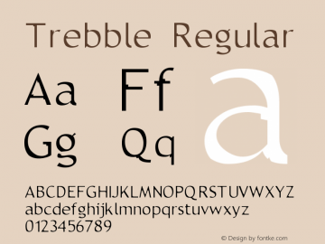 Trebble Regular 1999; 1.1 Font Sample