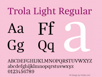 Trola Light Regular Version 1.000图片样张