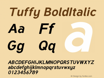 Tuffy BoldItalic Version 001.271 Font Sample