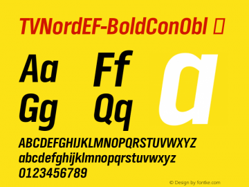 TVNordEF-BoldConObl ☞ Version 2.00 2014 initial release; ttfautohint (v0.96) -l 8 -r 50 -G 200 -x 14 -w 