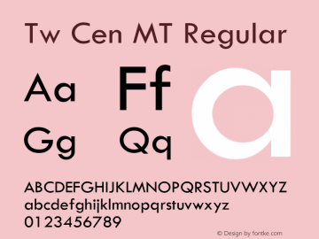 Tw Cen MT Regular Version 1.02 Font Sample