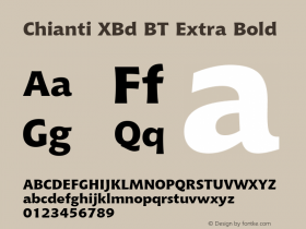 Chianti XBd BT Extra Bold Version 1.01 emb4-OT Font Sample