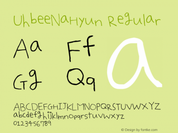 UhbeeNaHyun Regular Version 1.00 August 29, 2012, initial release Font Sample