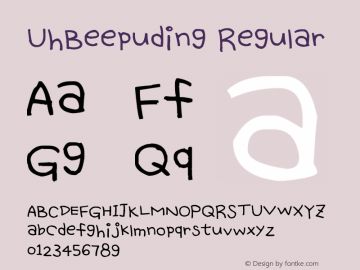 UhBeepuding Regular Version 1.00 August 13, 2012, initial release Font Sample