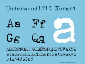 Underwood1913 Normal Macromedia Fontographer 4.1.4 19/02/08 Font Sample