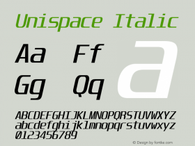 Unispace Italic OTF 4.000;PS 001.001;Core 1.0.29 Font Sample