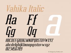 Vahika Italic OTF 3.000;PS 001.001;Core 1.0.29 Font Sample