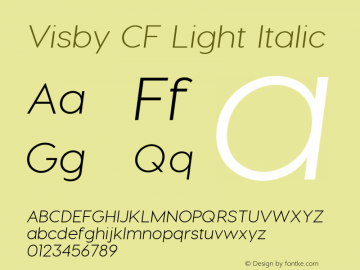 Visby CF Light Italic Version 1.005;PS 001.005;hotconv 1.0.70;makeotf.lib2.5.58329 Font Sample