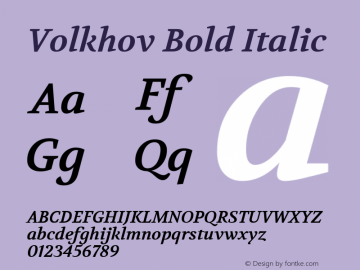 Volkhov Bold Italic Version 1.001图片样张