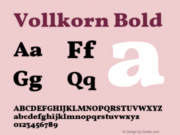 Vollkorn Bold Version 3.005;PS 003.005;hotconv 1.0.70;makeotf.lib2.5.58329 Font Sample