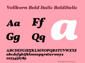 Vollkorn Bold Italic BoldItalic Version 2.001图片样张