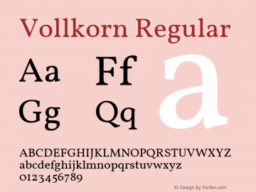 Vollkorn Regular Version 3.005;PS 003.005;hotconv 1.0.70;makeotf.lib2.5.58329 Font Sample