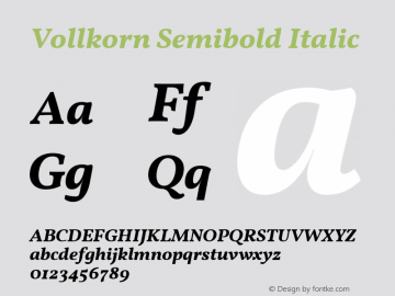 Vollkorn Semibold Italic Version 3.005;PS 003.005;hotconv 1.0.70;makeotf.lib2.5.58329图片样张