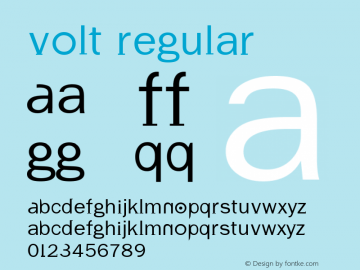 Volt Regular Macromedia Fontographer 4.1.5 5/7/98 Font Sample