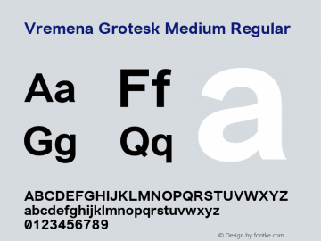 Vremena Grotesk Medium Regular Version 001.001 Font Sample