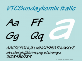 VTCSundaykomix Italic 1999; 1.0, initial release图片样张