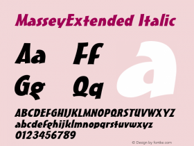 MasseyExtended Italic Macromedia Fontographer 4.1 6/28/96 Font Sample