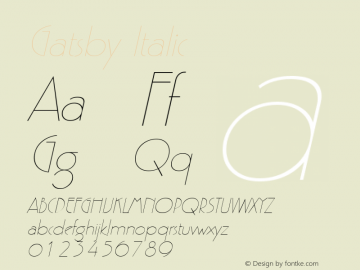 Gatsby Italic The IMSI MasterFonts Collection, tm 1995, 1996 IMSI (International Microcomputer Software Inc.) Font Sample