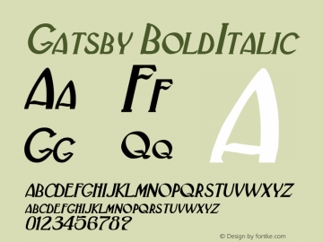Gatsby BoldItalic Rev. 003.000 Font Sample