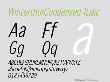 WinterthurCondensed Italic 1.0 2005-03-31图片样张