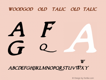 Woodgod Bold Italic BoldItalic Version 1.0; 2012 Font Sample