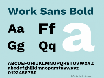 Work Sans Bold Version 1.400 Font Sample