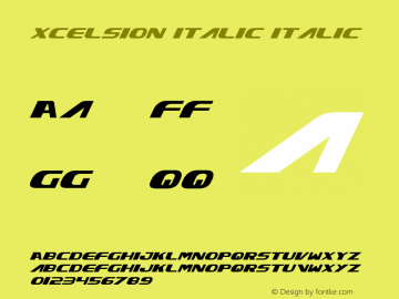 Xcelsion Italic Italic Version 3.0; 2003 Font Sample