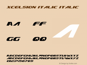 Xcelsion Italic Italic Version 2.0; 2001图片样张