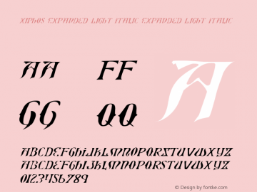 Xiphos Expanded Light Italic Expanded Light Italic 001.000 Font Sample