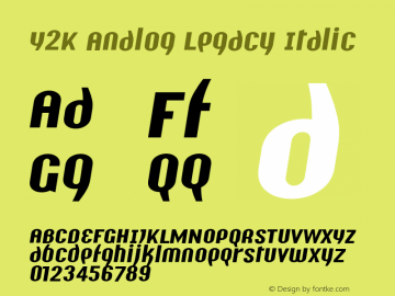 Y2K Analog Legacy Italic Version 1999; 1.0, initial r Font Sample