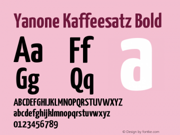 Yanone Kaffeesatz Bold Version 1.100;PS 001.100;hotconv 1.0.70;makeotf.lib2.5.58329 DEVELOPMENT Font Sample