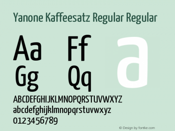 Yanone Kaffeesatz Regular Regular Version 1.002 Font Sample