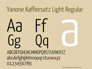 Yanone Kaffeesatz Light Regular Version 1.002 Font Sample
