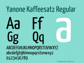 Yanone Kaffeesatz Regular Version 1.100;PS 001.100;hotconv 1.0.70;makeotf.lib2.5.58329 DEVELOPMENT图片样张