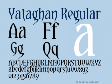 Yataghan Regular Altsys Fontographer 4.0 12/7/2001图片样张