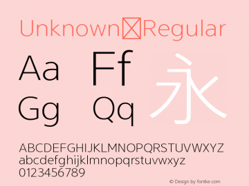 Unknown Regular Version 1.0 Font Sample