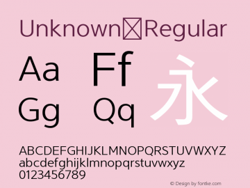 Unknown Regular Version 1.0 Font Sample