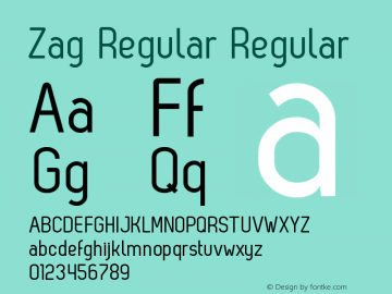 Zag Regular Regular Version 1.000 2009 initial release Font Sample