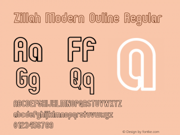 Zillah Modern Ouline Regular 0.9 Font Sample