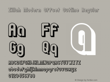 Zillah Modern Offset Outline Regular 0.9 Font Sample