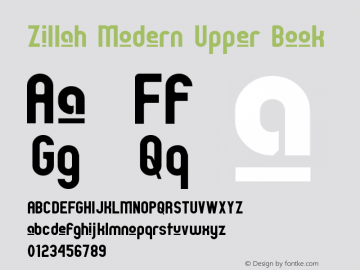 Zillah Modern Upper Book Version 0.9 Font Sample