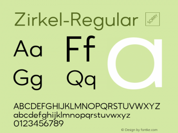 Zirkel-Regular ☞ Version 1.000;PS 001.000;hotconv 1.0.70;makeotf.lib2.5.58329 DEVELOPMENT;com.myfonts.easy.ondrej-kahanek.zirkel.regular.wfkit2.version.4cuG Font Sample