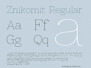 Znikomit Regular Version 0.53 Font Sample