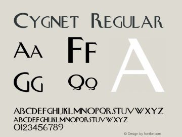 Cygnet Regular Altsys Fontographer 3.5  3/10/94 Font Sample
