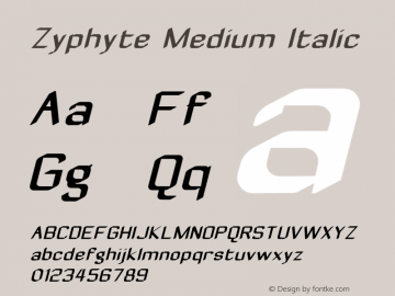 Zyphyte Medium Italic 1.0 2003-10-24图片样张