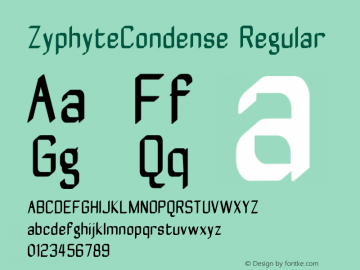 ZyphyteCondense Regular 1.0 2003-10-24 Font Sample