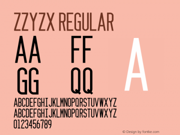 Zzyzx Regular 1.0000 Font Sample