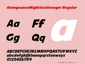 AvengeanceMightiestAvenger Regular Version 1.0 Font Sample