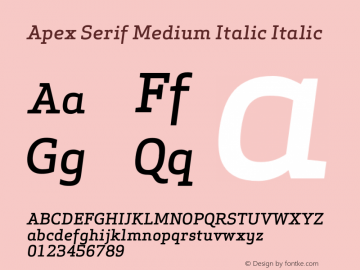 Apex Serif Medium Italic Italic Version 4.000;PS 001.001;hotconv 1.0.38图片样张