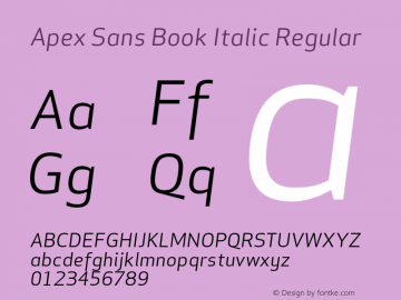 Apex Sans Book Italic Regular Version 6.000 2007 revised OpenType release图片样张